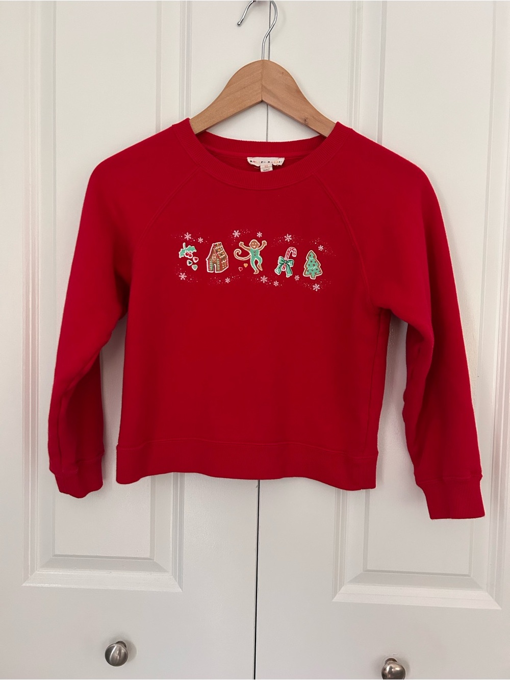 Roller Rabbit Gingerbread Party crewneck sweatshirt monkey red holiday girls 10